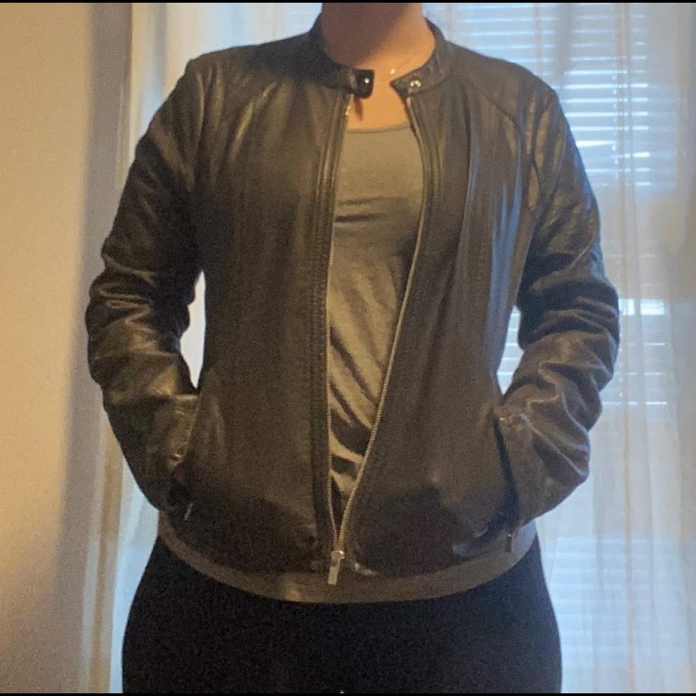 Grey leather jacket